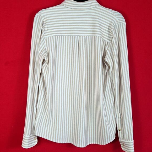 FAHERTY Legend Sweater Shirt In Tannin Stripe Womens Size Small - Picture 5 of 9